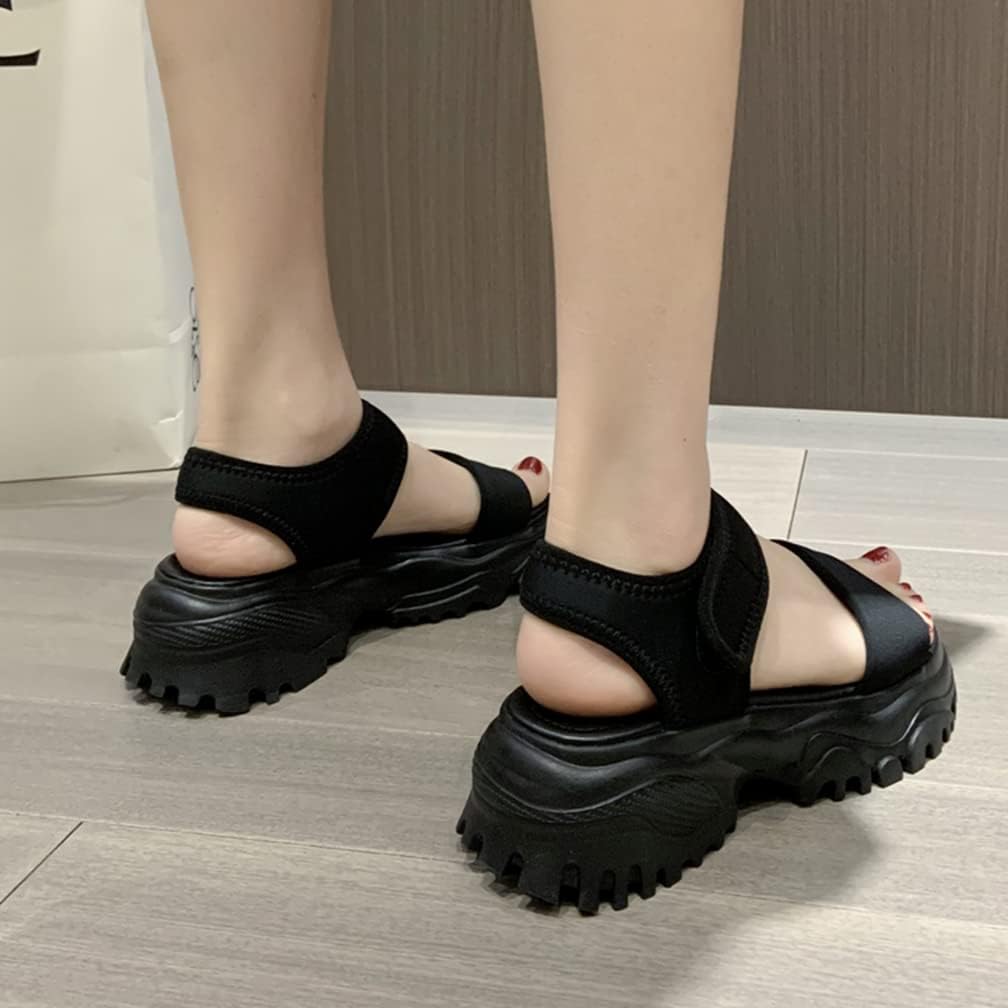 [CCiNFR] レディース 厚底 スポーツサンダル サンダル フラットシューズ 歩きやすい 履きやすい オープントゥ スニーカー