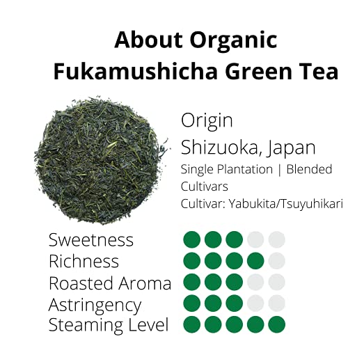 Ocha & Co. Organic Fukamushi Tea - Loose Leaf Japanese Deep Steamed Sencha Green Tea - Intense Taste Tea, 100G/3.5Oz. #TOP3
