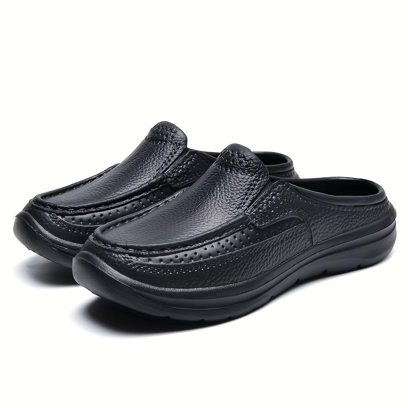 Hhhchpm Men's Food Service Restaurant Shoes Mules, Slip Resistant Oil Resistant Shoes Chef Shoes for Kitchen (8.5,Black)