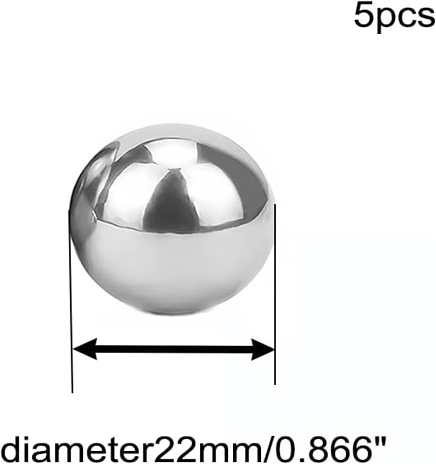 Solid Steel Ball Bearings, Precision 304 stainless Steel Bearing Balls diameter18mm-28mm High-Speed Durable for Industrial Skateboard Bike(22mm*5pcs)