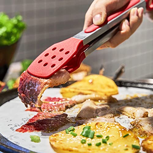 9 Inch Kitchen Tongs, Cooking Tongs with Silicone Tips and Stainless Steel Handle - Image 4