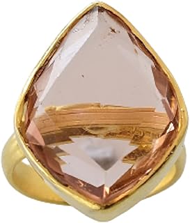 Veracity Jewelry Morganite Rings For Women - 18K Gold Plated November Birthstone Morganite Designer Handmade Rings - Yellow Morganite Fashion Statement Designer Jewelry Rings for Girls/Women - VR-366