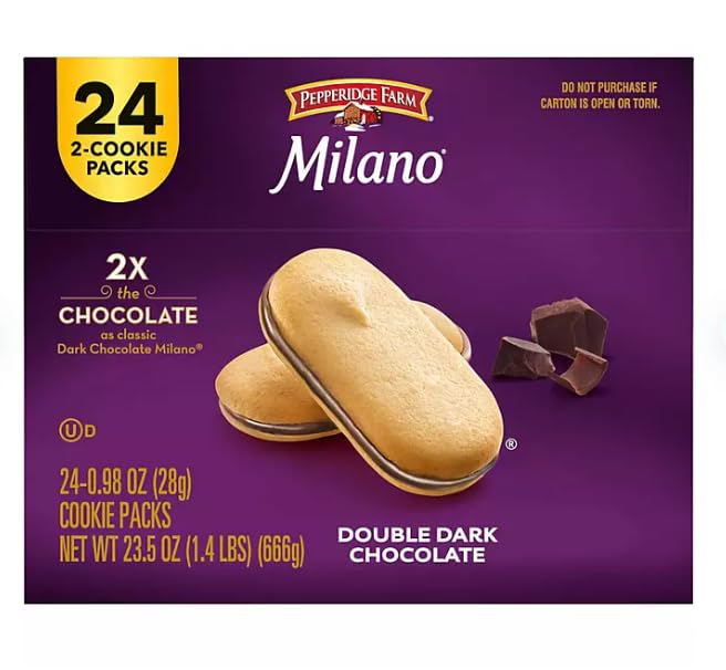 Milano Double Dark Chocolate Cookies (0.98 oz., 24 ct.) 2 Cookies Per Pack