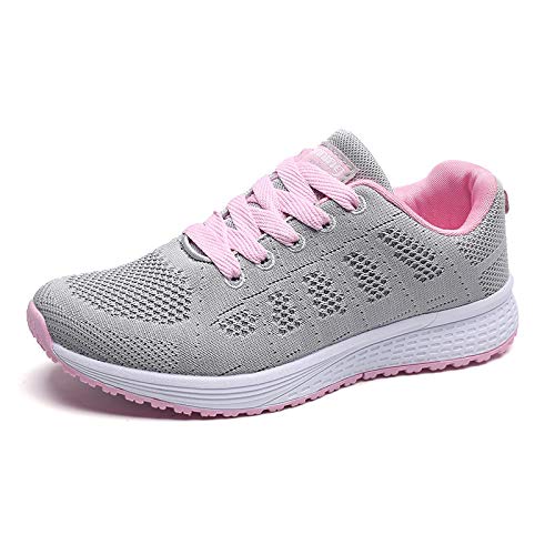 Hhhchpm Women’s Running Shoes Lightweight Tennis Non Slip Gym Workout Shoes Breathable Mesh Walking Sneakers (Gray,8)