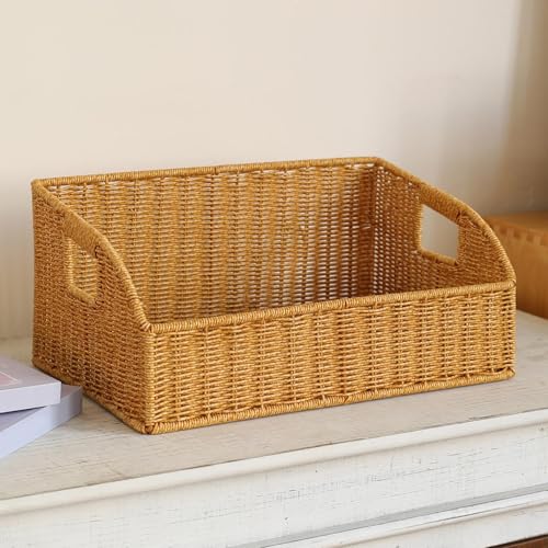 Cesta de almacenamiento de ratán sintético rectangular grande KESOTO 6
