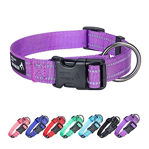 EXCELLENT ELITE SPANKER Reflective Dog Collar Classic Breathable Nylon Adjustable Pet Collar with Quick Release Buckle for Boy Girl Male Female Puppies Small Medium Large Dogs Training(PUL-S)
