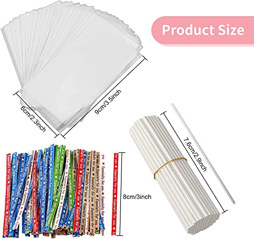Cake Pop Sticks And Wrappers, 4 Inch Lollipop Stick 100Pcs, Clear Treat Bags 100 Pcs, Colorful Twist Ties 100 Pcs, Cake Pop Sticks For Making Lollipops, Cake Pops, Candies #TOP1