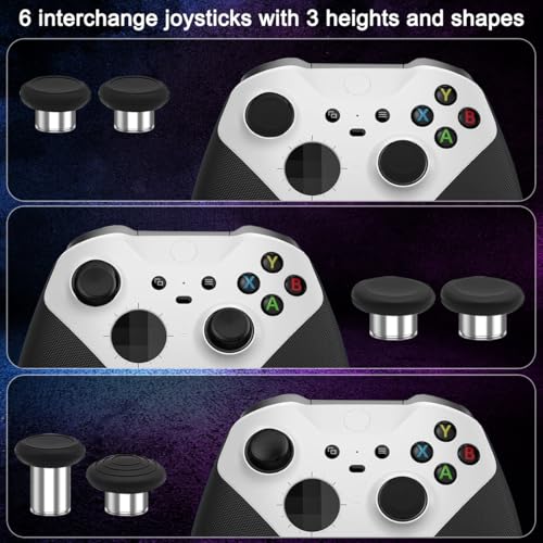 Image of 17 in 1 Metal Thumbsticks Replacements Accessories Kit Compatible with Xbox One Elite Series 2 Controller, Red Metal Thumbsticks with 6 Swap Joysticks, 2 D-Pads, 3 Screwdrivers, 4 Paddles, 1 Tool and 1 Bag