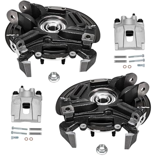 Image of Detroit Axle - Rear Steering Knuckles w /Wheel Hubs Brake Calipers Replacement for Ford Explorer Mercury Mountaineer - 4pc Set
