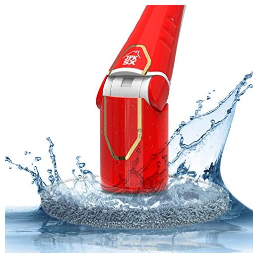 JPK SX Spin Scrubber | Powerful Electric Mop with LED Display | Cordless Power | Household Extension Handle Shower Cleaner | Scrubber | Brushes | Mops | Sponge | Storage Rack - Red