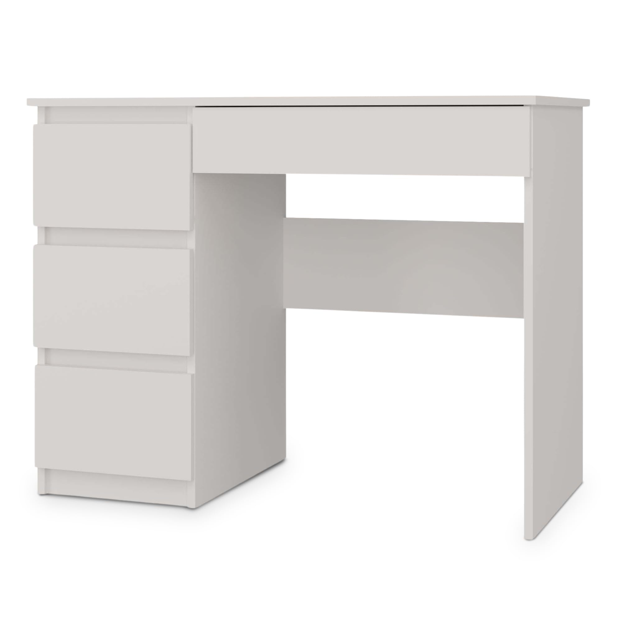 WHATSIZE ENTERPRISE - Mijas - Modern Computer Desk with Drawers - White Office Workstation Table with 3 Storage Drawers, Left-Side Configuration, Study table & Office Desk