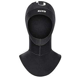 Neoprene Wetsuit Hood Scuba Diving Hood 3MM 5MM for Men Women Youth, Bib Dive Cap Surfing Thermal Hood for Kayaking Snorkeling Swimming Sailing Canoeing Water Sports (3mm Black New, L)