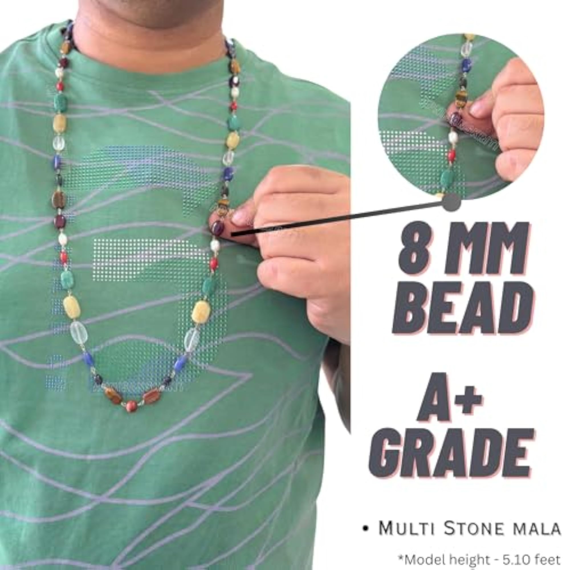 Colour Mala with Chain, Lab Certified A+ Stones