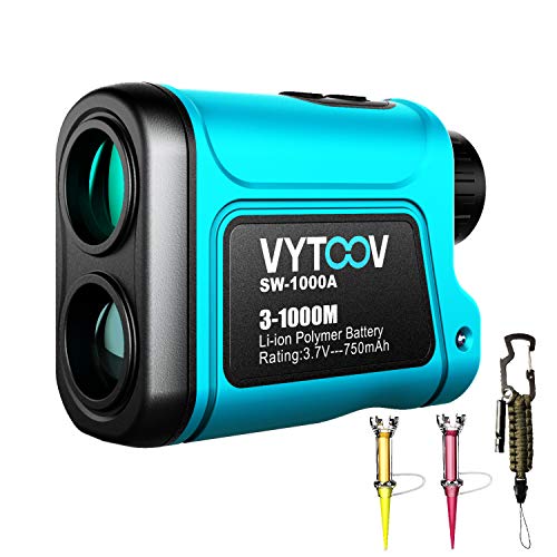 Hunting Range Finder,VYTOOV 6X Rechargeable Laser Golf Range finder 1094 Yards USB Charging Support Flagpole Locking,Continuous Scan with Golf Tee and Emergency Paracord Kit for Golfing Hunting
