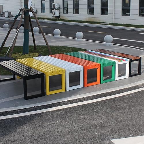 Backless Wrought Iron Outdoor Bench - Durable Metal Garden Seating with Fixing Holes for Yard, Porch, Balcony & Park - Stylish and Weather-Resistant