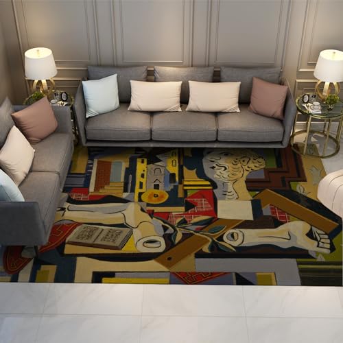 Tapis esthétique abstrait tête en plâtre de style cubiste 120x160