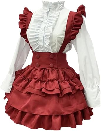 Red Lolita Dress for Women Anime Cosplay Outfits Sweet Princess Puffy Skirt for Fancy Halloween Party