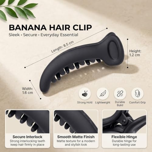Image of Glaze Matt Finish Hair Clip for Women & Girls Pack of 3 Banana Clip (small)