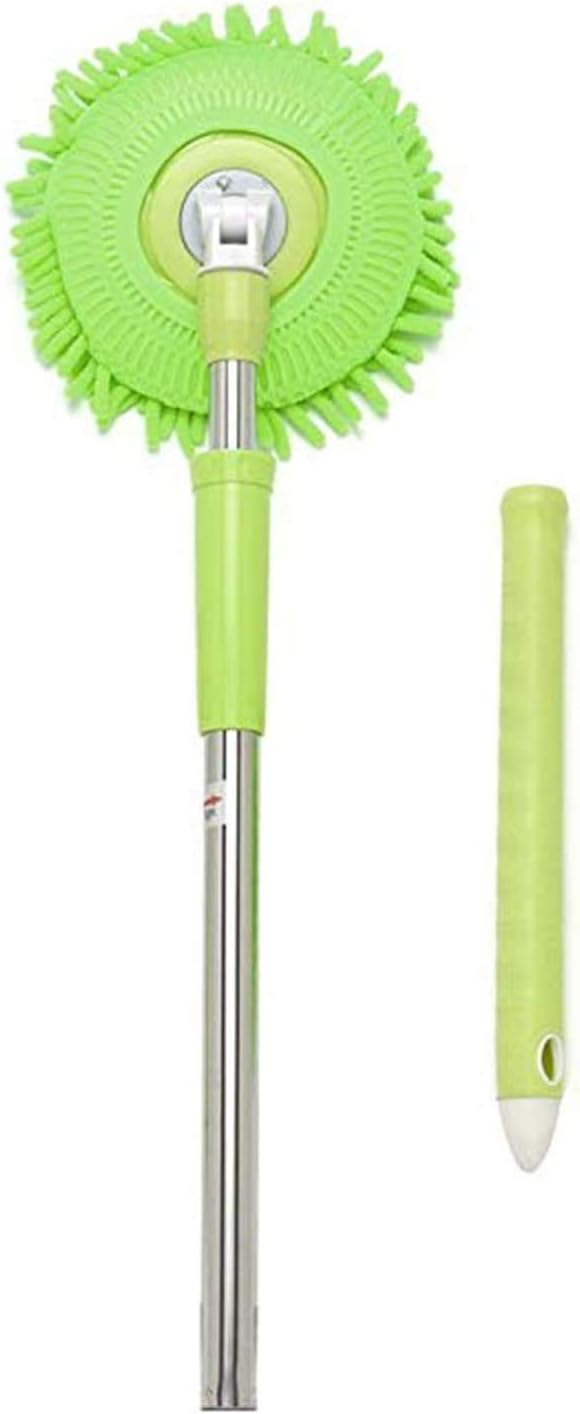 Car Wash Mop,Microfiber Chenille Flexible Handle Car Clean Wash Mop Plus Towel Head (Green car mop with 1 mop head)