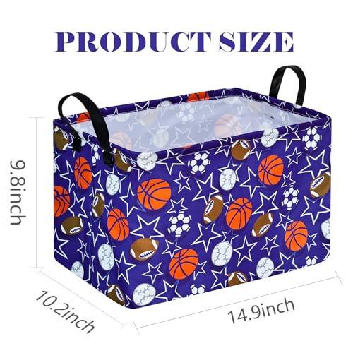 Image of Rectangle Gift Storage Basket Home Shelf Storage Basket Organizer Box Clothes Laundry Hamper Nursery Basket Laundry Basket with Handles (Star Ball)