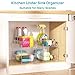 Vtopmart 4 Pack Bathroom Organizer, 2 Tier Clear Under Sink Organizers Vanity Countertop Storage Container,Cabinet Drawers Bins, Pull-Out Organization with Track for Pantry, Kitchen