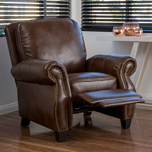 Christopher Knight Home Neville Pu Push Back Recliner, 2-Tone Brown 36.25D X 38.75W X 41.5H In #TOP2
