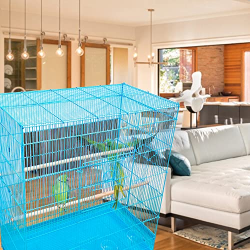 Image of JAINSONS PET PRODUCTS 36 Inch Height Bird Iron Cage For Large Parakeets Cockatoo Canary Finch Parrot Conure Pigeonbig Size Bird Cage Hxlxw 36X30X18 Inch Height 3 Feet - Blue