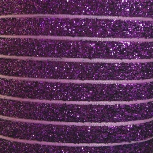 HoitoDeals Purple 10mm Glitter Velvet Ribbon No Elastic Single Face Ribbon Headband Clips Bow Decoration for Gift Package Making Craft