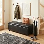 SIMPLIHOME Avalon 48" Wide Vegan Leather Storage Ottoman in Black - Image 2