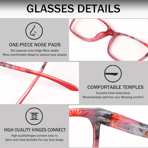 Image of SIGVAN Ladies Reading Glasses Blue Light Blocking Spring Hinge Fashion Pattern Print Eyeglasses for Women