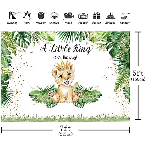 Hilioens BK-038-WD 7×5Ft Lion Baby Shower Backdrop A Little King Is thumb #4