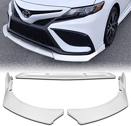 3PCS Front Bumper Lip Kit fit for Compatible with 2021-2024 Toyota Camry SE-XSE, STP-Style Splitter Trim Protection Spoiler, Air-Dam-Chin-Diffuser (Painted White)