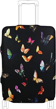 Black Butterfly Suitcase Cover Elastic Washable Luggage Cover Protector for Travel Teen Boys Girls Women Men Fit 22-24 Inch Luggage