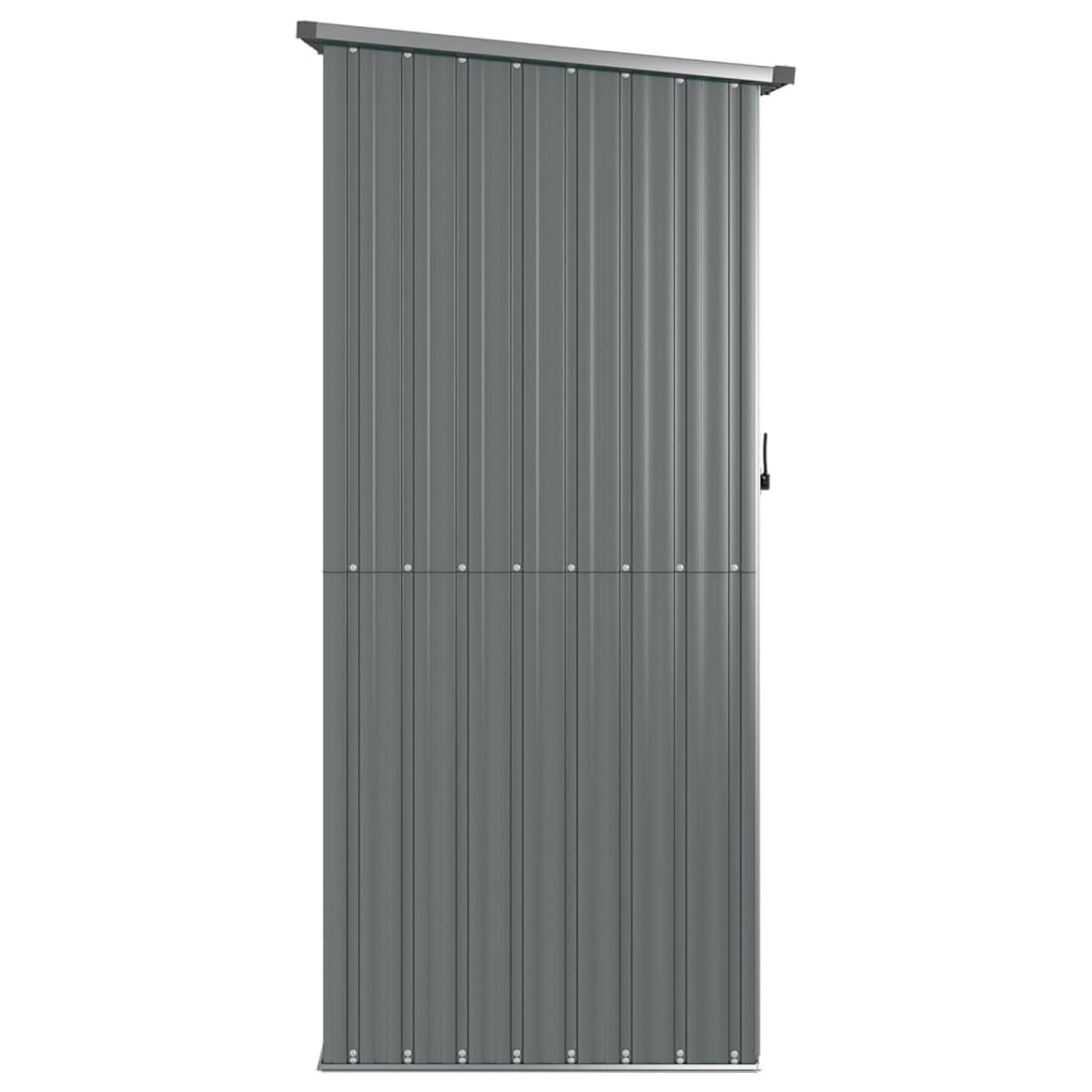 Gecheer Casetta per giardino in acciaio zincato, grigio, 118,5 x 97 x 209,5 cm, utensili in acciaio, cassetta degli attrezzi