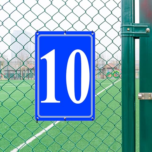 Image of Premium Aluminum Number Signs 10, Metal 12 inch X 8 inch Blue Numbered Signs Outdoor for Parking Lots, Floor, Dock, Court, Aisle, Field, High Visibility, No Fade, Weather-resistant