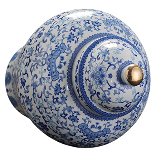 Didiseaon Ceramic Tea Canister 900ml Oriental Blue and White Storage Jar with Lid Multi-Functional Kitchen Tea Storage