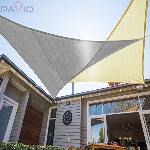Patio Paradise 19' x 26' x 32.2' Triangle Super Ring Sun Shade Sail Light Gray, Large Shade Canopy Outdoor Heavy Duty Strengthen UV Block Fabric A-Ring Metal Spring Reinforcement - Customized