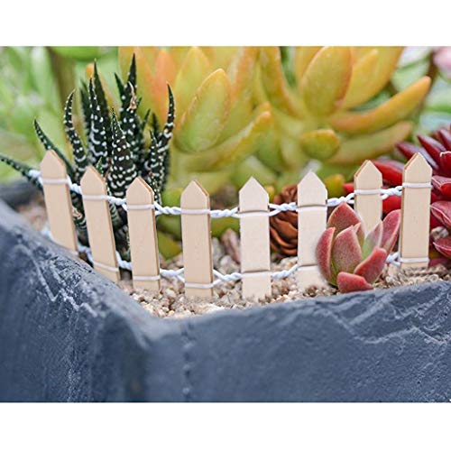 Ymeibe 35 Inch 2-Pack Miniature Fairy Garden Fence Wood Decorative Ornament Fence For Dollhouse Succulent Plant Pot Diy Diorama Project Height 2 Inch (Wood) #TOP3