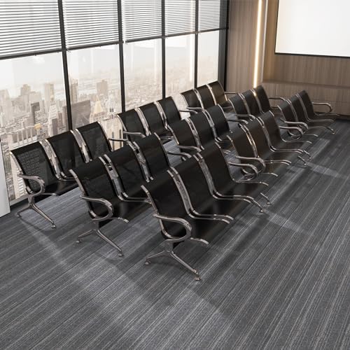 Kinfant Waiting Room Chair Bench - Guest Reception Chairs for Airport Hospital Bank Salon Barber Hall Room Conference (3-seat, Black-Mesh)