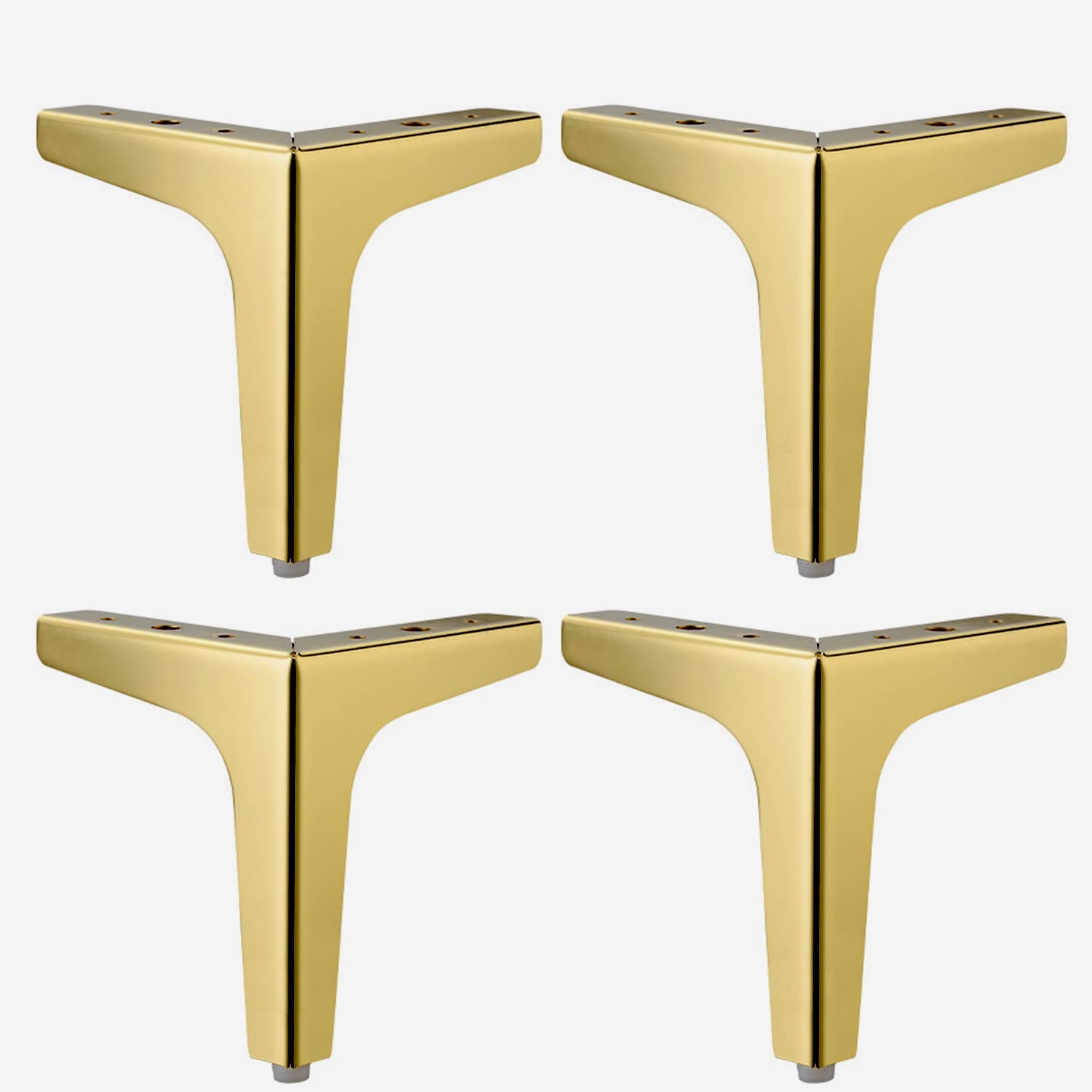 Autuwintor Furniture Legs, Modern Furniture Sofa Legs,Metal Triangle Table Cabinet Cupboard Feet DIY Replacement Parts,Set of 4 (5" Height,Gold)