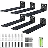 Heavy Duty Metal Floating Shelf Brackets - 5mm Thick, 20cm/8inch, Rustic Finish, 6 Pack