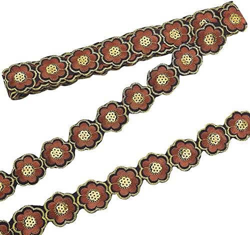 Nastro Jacquard In Pizzo Ricamato Floreale - 50 Mm X 7 M, Colorato, Per Decorazioni Fai Da Te, Abiti E Regali