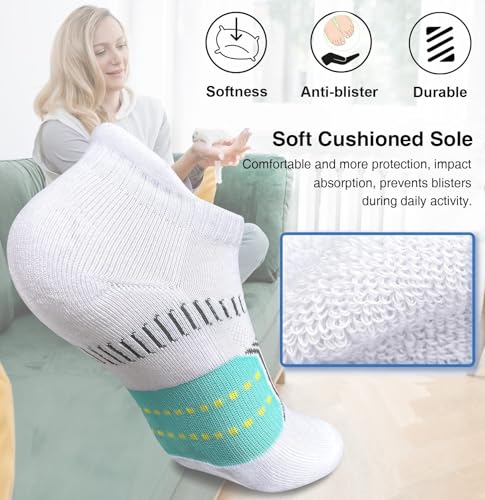 Women's Athletic Ankle Socks Performance Thick Cushion Sport Running Breathable Low Cut Sock 5 Pairs3