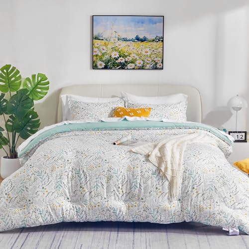 SLEEP ZONE Twin/Twin XL Size Comforter Set Duvet Insert, Down Alternative for College Dorm 2 Pieces Comforter, Soft and Breathable Bedding All Season, Summer Meadow