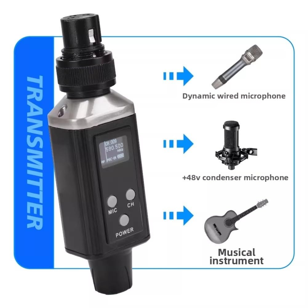 Wiederaufladbares UHF Wireless In-Ear-Monitorsystem mit 16 Kanälen, 560-590MHz Digitale Modulation für Live-Performance, Studio und Bandproben