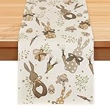 Ostern Tischläufer, Hase Ostern Tischläufer, Tischläufe Frühling, Osterdeko Tisch, 33x183cm, Ideal Für Frühlings Und Osterdekoration Zuhause Und Partys (A)