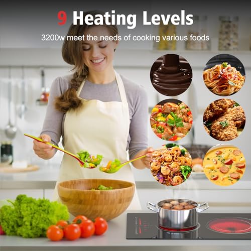 Image of Electric Cooktop 2 Burner 3200W, 12 Inch Electric Stove Built-in, 240V