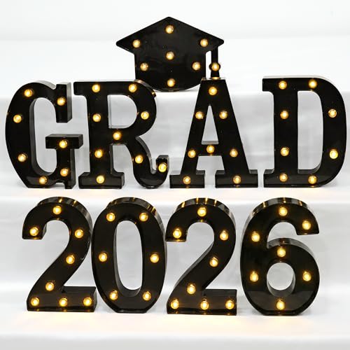 KatchOn, Black Light Up 2026 Grad Sign - 8.5 Inch | Neon Graduation Sign | 2026 Grad Lights for 2026 Graduation Party Decorations | 2026 Grad Led Letters for Graduation Decorations 2026