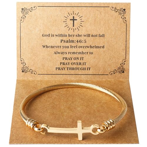 DS Religious Gift for Her Christian Cross Bracelet Bible Verse God is Within Her She Will Not Fall I...