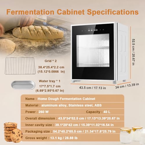 Thekenteig-Proofer mit PTC-Heizung und 40 l Temperaturregelung für perfekte Sauerteigvorspeisen und Pizzateig, mit transparenter Tür